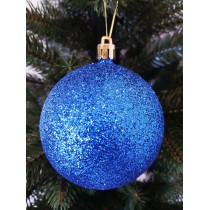 Новогодний шар "Блестки" Ø80мм синий, цена за набор 4шт